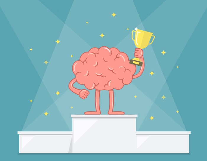 Brain Winner with Trophy