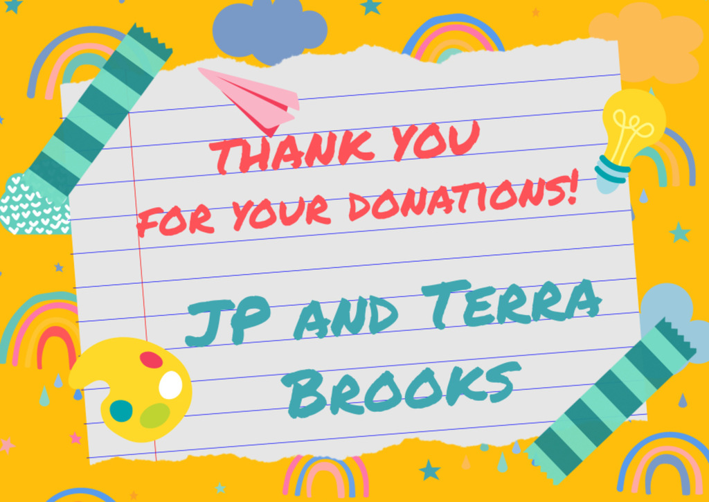 Student of the Month Donation thank you to JP and Terra Brooks